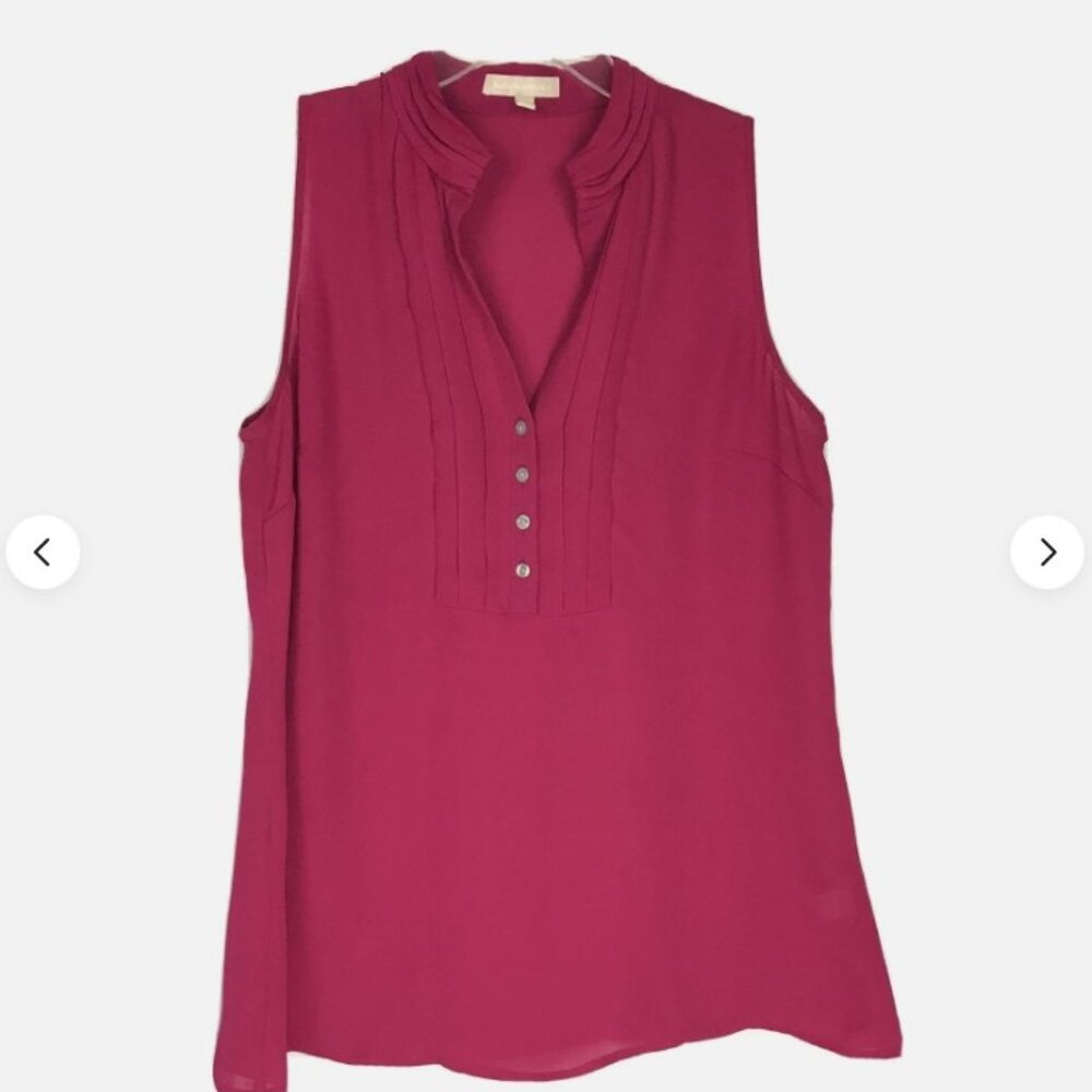 Banana Republic Pink Chiffon Sleeveless Button Front Neckline Blouse Top Size 10